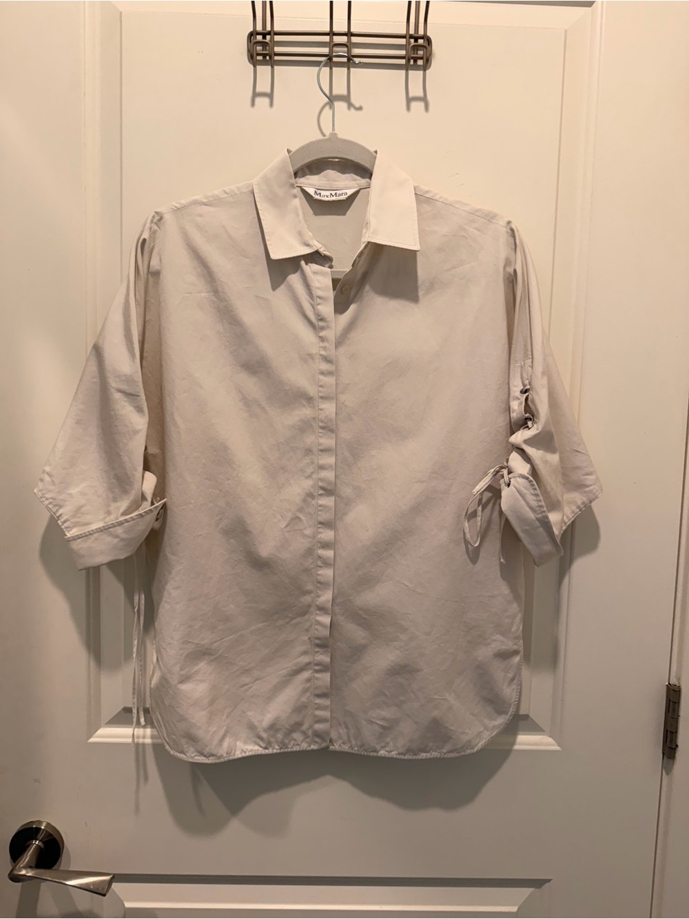 Max Mara Flipper Cotton
Blend Drawstring-Cuff
Button-Down Shirt Size M